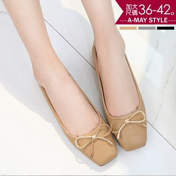 特價99元UP。現貨娃娃鞋-優雅方頭蝴蝶結平底包鞋(36-42加大碼)【XGHA141】＊特價商品恕不退換