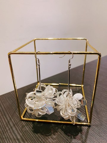 手工樹酯耳環 透明煙花
