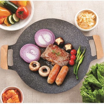 [家速配]韓式不沾煎烤盤附柄IH-34cm