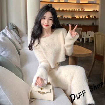 韓版氣質高級感短版毛毛套裝【S346】