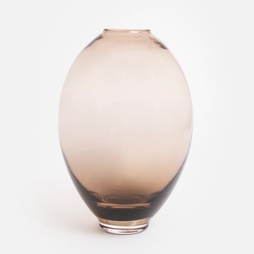德國ASA玻璃花器25cm 橢圓窄口茶棕
