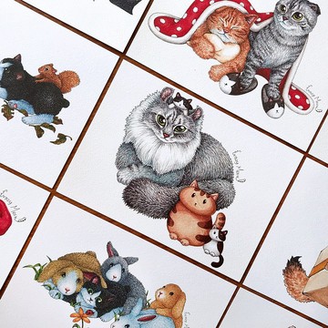 【貓瘋子】毛小孩的休閒時光 / 明信片組