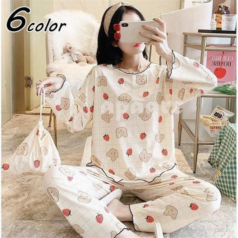 パジャマ ルームウェア レディース 春夏秋 長袖パジャマ 可愛い熊ルームウェア 上下セット 韓国風 ゆったり 部屋着 寝巻き 薄手 オシャレ ギフト 通販 Lineポイント最大get Lineショッピング