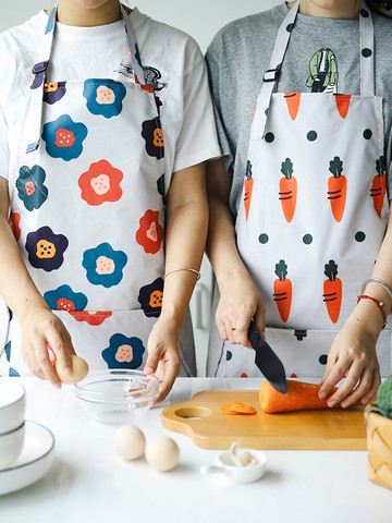 家用可擦手圍裙可愛日系廚房防油防水罩衣餐廳做飯防污工作服