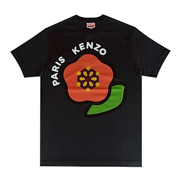 KENZO Pop海棠花LOGO印花棉質短袖T恤(男款/黑)