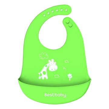 哩哩摳摳 LILIKOKO 兒童吃飯圍兜 綠色 矽膠 0-5歲適用  1個  1入