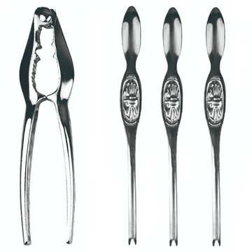 GOZENBO 御膳坊 辛製蟹肉夾組 + 叉  長約18cm  銀色  1組