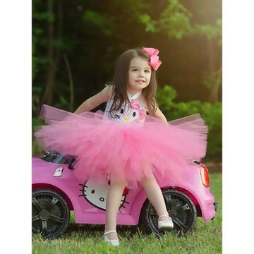 兒童kitty貓cos服Hello Kitty網紗蓬蓬裙舞蹈裙花童六一舞臺演出