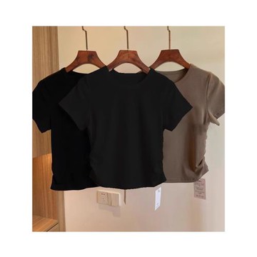 正肩短袖t恤女裝2025夏季新款設計感小眾歐貨爆款短款上衣服內搭