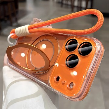 360雙色旋轉支架 帶掛繩 Magsafe磁吸 自帶冰晶鏡頭保護 適用於 iPhone 17 16 15 Promax