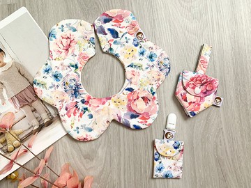 百花綻放 圍兜兜 口水巾 彌月組