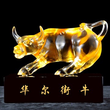 琉璃華爾街牛擺件工藝品招財生肖牛家居客廳玄關電視柜辦公室裝飾