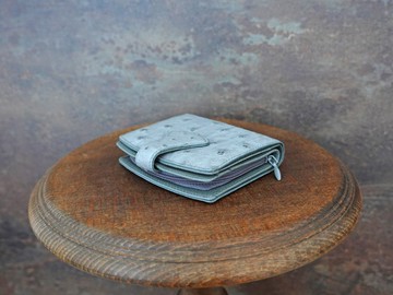 淺灰鴕鳥革短夾