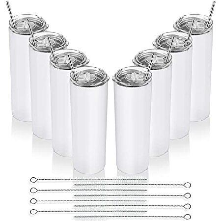 20 Oz Skinny Travel Tumblers, Pack Stainless Steel Skinny Tumblers with Lid Straw, Double Wall Insulated Tumblers, Slim Water Tumbler Cup,並行輸入品