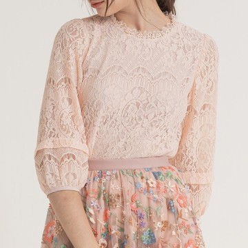 韋瓦第古典蕾絲上衣  粉