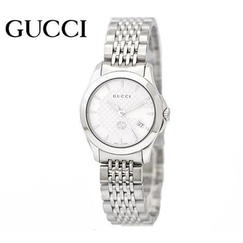 レディース　GUCCI アナログ時計 シルバー/ホワイト盤 レディースGUCCI アナログ時計 シルバー/ホワイト盤