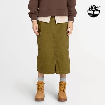 Timberland 女款橄欖綠色工裝長裙|A41HB302