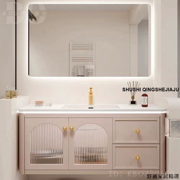 免運 可開發票 【破損包賠】進口杜邦可麗耐一體盆浴室櫃組合浴櫃組簡約橡木洗臉盆櫃膚感洗漱臺定製BOW12