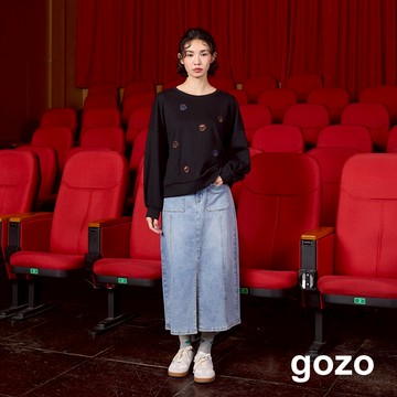 【gozo】➤顯瘦中線刷色牛仔裙(淺藍/藍色_M/L) | 女裝 顯瘦 休閒