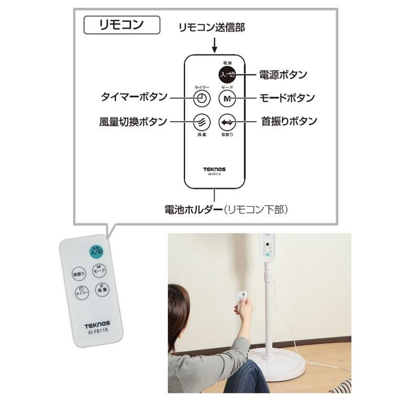 扇風機 2024 DCモーター 静音 静か リビング扇風機 40cm 5枚羽根 8の字 ファン フルリモコン テクノス TEKNOS 上下左右 フロアー 扇風機 KI-F815R | LINEブランドカタログ