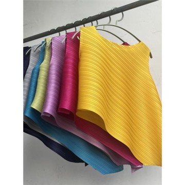 三宅褶皺簡約百搭顯瘦不規則無袖設計款小眾純色圓領上衣高級多色