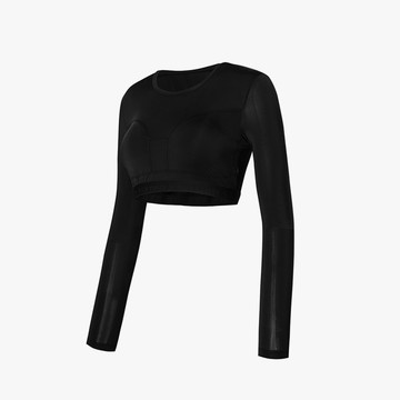 涼感網眼短版長袖Bra上衣｜共3色｜GT3002G