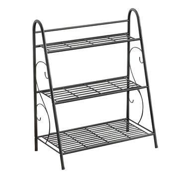 FAmILyLIFE 生活 簡約風3層置物花架 63 x 31 x 69cm 鐵灰色  3層