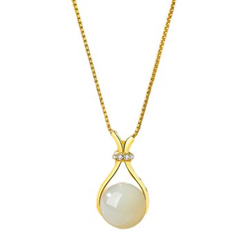 RJ New York 和田玉福袋中式招財高雅鎖骨項鍊(2色可選)