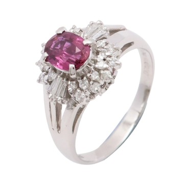 JEWELRY 無品牌珠寶 戒指 #50 PT900鉑金 紅寶石 鑽石 【二手名牌BRAND OFF】