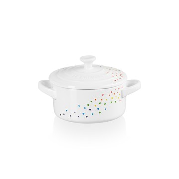 LE CREUSET 迷你圓形烤盅 繽紛愛心白