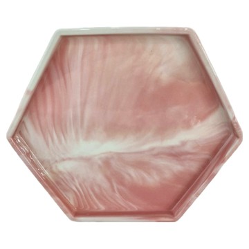 北歐大理石紋陶瓷萬用盤 六角形  27 x 24cm  粉色