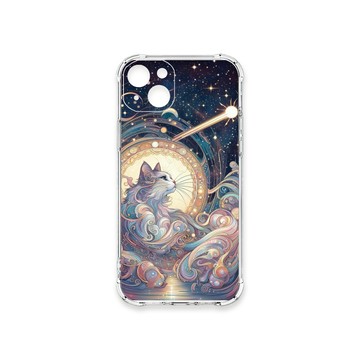 iPhone 15 Plus 殼 TRON IPhone 15 PLUS 夏夜流星與貓 四角防摔殼 手機殼