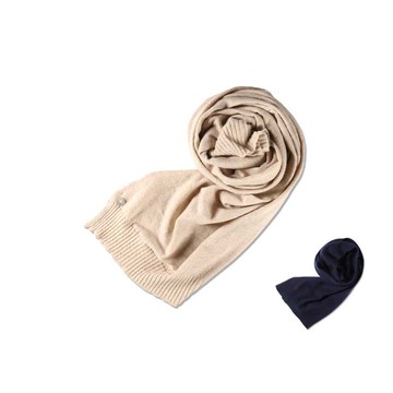 西班牙品牌Thinking MU Kinnted柔軟溫暖薄羊毛圍巾米色西班牙製