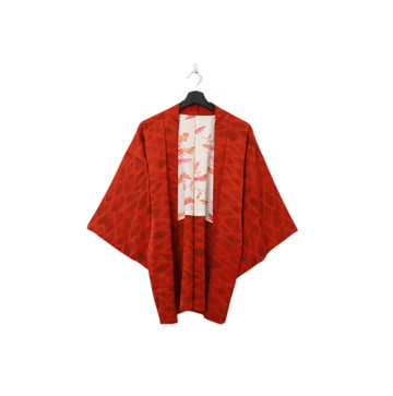 Back to Green-日本帶回羽織 磚紅波紋 kb-77/vintage kimono