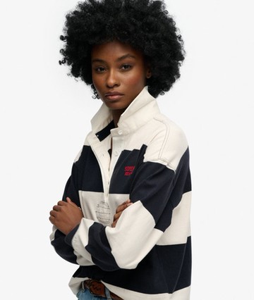 Superdry Women's Heritage Stripe Rugby Top Navy Size: 12