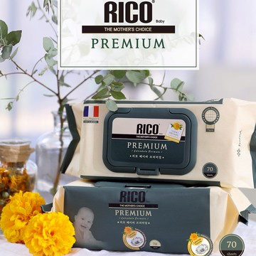 【安琪兒婦嬰百貨】【贈hoppi冰川水濕紙巾20抽】RICO baby 金盞花有機天然特厚款濕紙巾-箱購-Premium綠70抽x12包