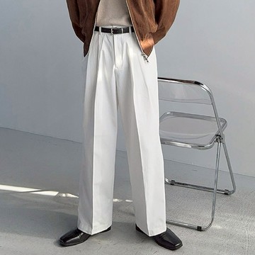 正韓純棉簡約雙摺後鬆緊半寬休閒褲 3色 YUPPIE 預購商品 0217