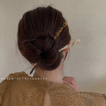 簡約現代日常盤發簪子女一字冷淡風醋酸發簪古風漢服頭飾挽發百搭