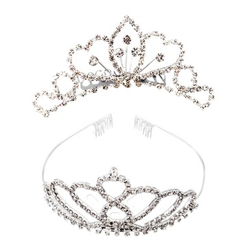Party Show 方晶鋯石皇冠頭飾組 中 + 大 B款  銀色  1組