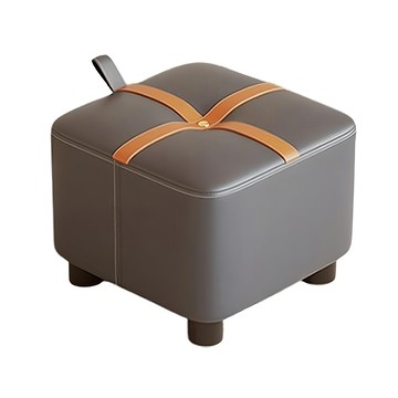 Mega 摩登科技 皮革時尚小矮凳 小巧美觀 可堆疊  撞色灰  1個