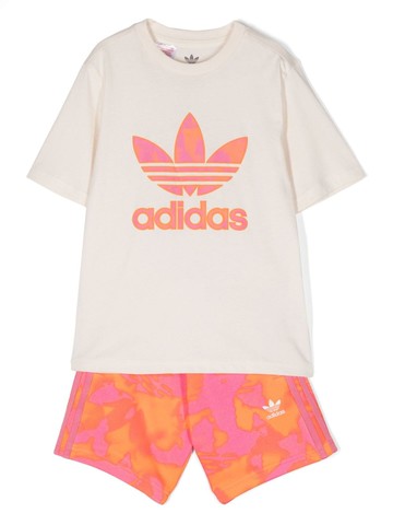 adidas Kids - trefoil-logo shorts set - kids - Cotton/Cotton - 6 yrs - Neutrals