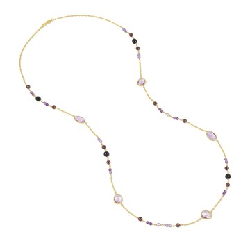 Amethyst, Garnet & Onyx Array Necklace