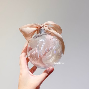 英文書法 客製化 聖誕球 乾燥粉紅 吊飾