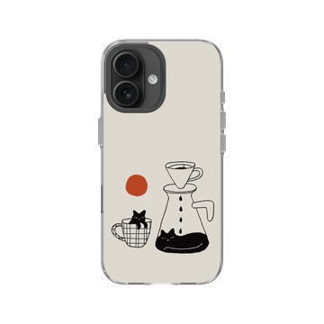 iPhone 16 Clear Case（相機按鈕） 透明 - ilovedoodle (Lim Heng Swee) - Coffee Cat: 慢滴醇香