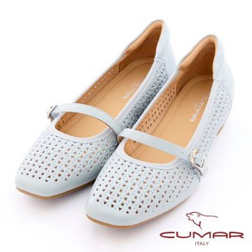 【CUMAR】透氣沖孔瑪莉珍娃娃鞋726-115-灰藍色