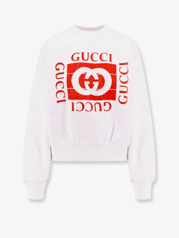 Cotton sweatshirt with frontal flocked logo - GUCCI - gender_Woman
