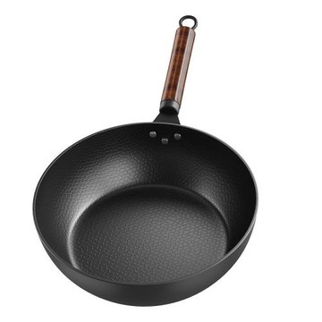 老式章丘鐵鍋家用炒菜鍋無涂層不粘鍋平底煎炒鍋適用電磁爐煤氣灶