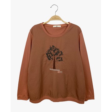 【Hana Mokuba】花木馬日系女裝針梭織拼接細緻刺繡休閒寬鬆T恤