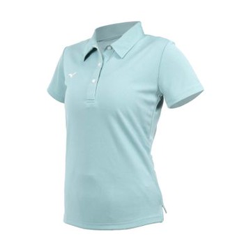 MIZUNO 女短袖POLO衫-台灣製 吸濕排汗 上衣 休閒 慢跑 美津濃 32TAC31828 綠白