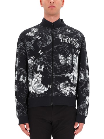 versace jeans couture cotton fleece bomber jacket